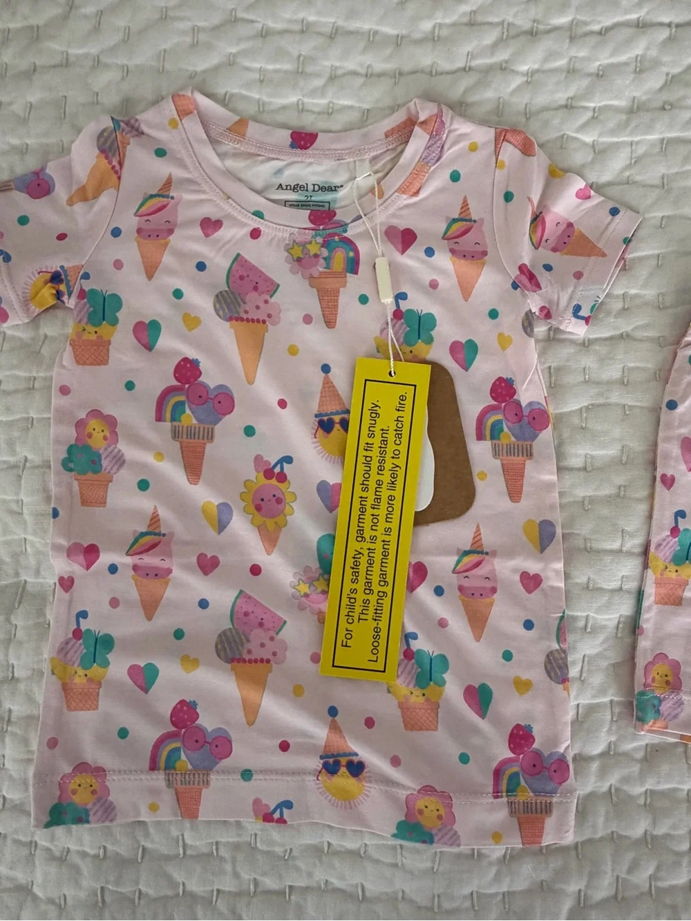 NWT Angel Dear Bamboo Pink Ice Cream Print Short Sleeve & Shorts Pajama Set 2T